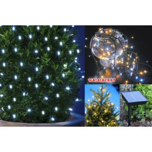 Christmas Lights, LightsEtc 39ft 100 LED Solar String Lights White Fairy Starry Outdoor Lighting for Gardens Homes Christmas Party Decoration