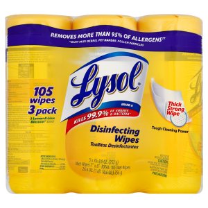 Lysol 消毒湿巾柠檬和青柠花香, 3罐装, 105片