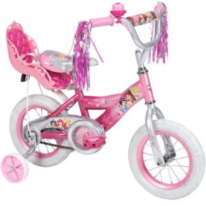 12寸 Huffy迪斯尼公主女童自行车，带娃娃豪华座椅、把手闪穗