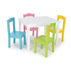 Tot Tutors Kids' Table and 4 Chair Set, Pastel Wood