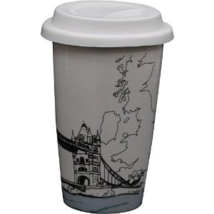 Suner 双层12盎司陶瓷咖啡杯，多种图案可选