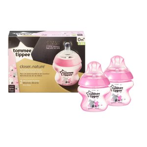 Tommee Tippee Closer to Nature Decorated Bottle, Pink, 5 Ounce (Pack of 2)