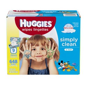HUGGIES Simply Clean Baby Wipes, Unscented, Soft Pack , 72 Count, Pack of 9 (648 Total)