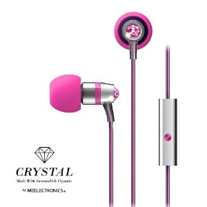 Crystal by MEE audio In-Ear Headphones with Microphone Made with Swarovski Crystals, Pink