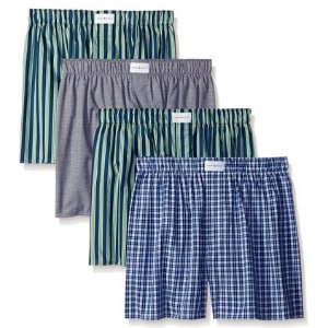 Tommy Hilfiger Men's 4 Pack Plaids and Stripes Woven Boxer
