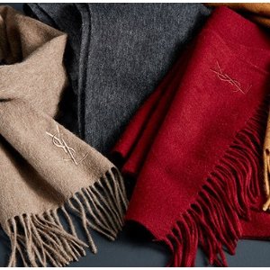 YSL 羊毛羊绒混纺围巾，多色可选！指导价$295！