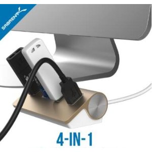 Sabrent Premium 4 Port Gold Aluminum USB 3.0 Hub (30" cable) for iMac, MacBook, MacBook Pro, MacBook Air, Mac Mini, or any PC