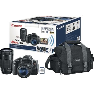 EOS Rebel T6i EF-S 18-55mm and 55-250mm lenses with bag kit