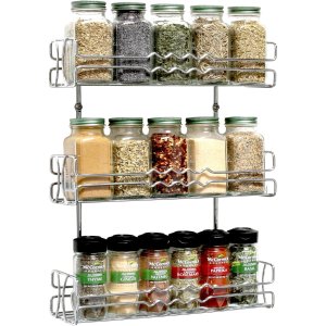 DecoBros 3 Tier Wall Mounted Spice Rack, Chrome