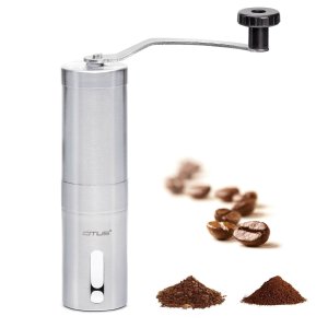 CITUS Manual Coffee Grinder with Ceramic Burr,Best Coffee Bean Grinder,Brushed Stainless Steel