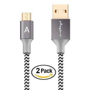 Anypro Nylon Braided 2.0 Micro-USB to USB Cable - 2 Pack (2m,1m)