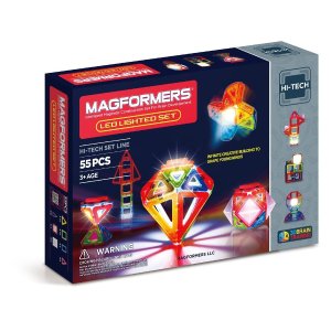 我是带闪的！Magformers 磁性LED闪灯益智拼接玩具，55片装