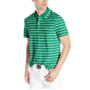 Lacoste Men's Short Sleeve Striped Pique and Jersey Regular Fit Polo Shirt