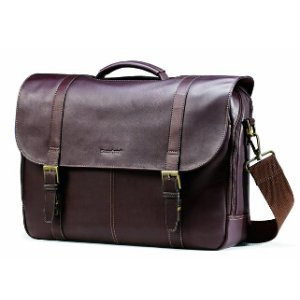 Samsonite Colombian Leather Flap-Over Laptop Messenger Bag