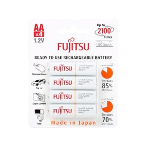Fujitsu AA 2000mAh 2100 Cycles Ni-MH Pre-Charged Rechargeable Batteries 4-Pack X4 (16 Count)