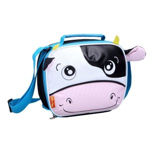 Yodo Adorable Insulated Daycare Snack Bag with Pouch for Cutlery inside for Toddler's Drink Sandwich or Mini Lunch Box, Cow
