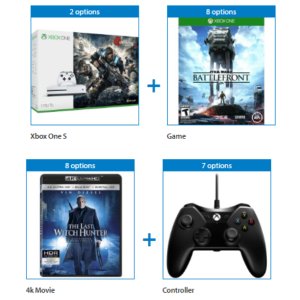 Xbox One S 1TB with Your Choice of Bonus Game, 4k UltraHD Movie, and Controller