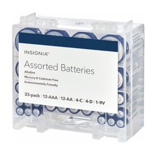 Insignia Assorted Batteries with Storage Box (33-Pack) White / Blue