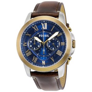Fossil Men's FS5150 Grant Chronograph Dark Brown Leather Watch