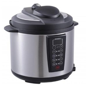 Black 1000-Watt 6-Quart Electric Pressure Cooker Brushed Stainless and Matte 603