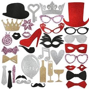 PBPBOX Bling Photo Booth Props for Wedding Birthday Party - 36 PCS