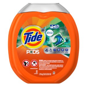 Tide Pods Plus Febreze He Turbo Laundry Detergent Pacs Tub, Botanical Rain, 61 Count