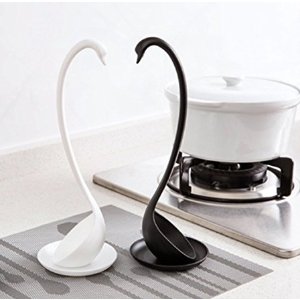 Codream® Best Value Pack of 2 - Elegant Swan Creative Kitchen Soup Ladle Spoon (Black+White)