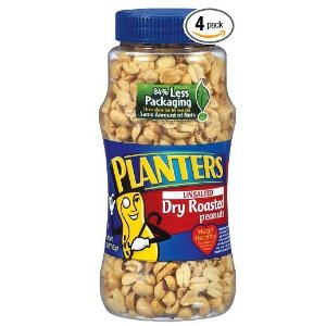 Planters Peanuts, Unsalted, Dry Roasted, 16-Ounce Jars (Pack of 4)