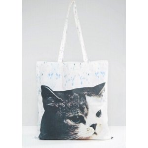 Monki Cat Canvas Shopper Bag @ ASOS