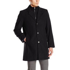 Tommy Hilfiger Men's Bruce 36-Inch Single-Breasted Top Coat with Bib