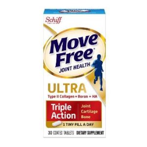 Move Free Ultra Triple Action Joint Supplement with Type II Collagen, Hyaluronic Acid and Boron for Joint Cartilage and Bone Support 30 tablets