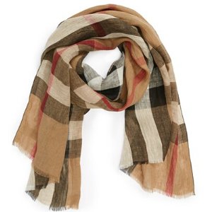 Burberry 'Giant Exploded Check' Linen Scarf @ Nordstrom