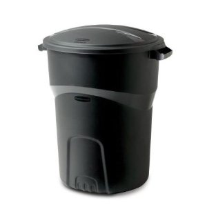 Rubbermaid Roughneck 32 Gal. Black Round Trash Can with Lid
