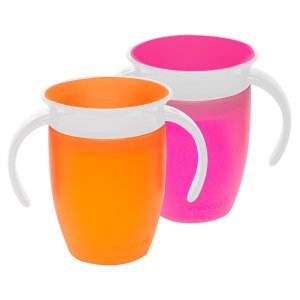 Munchkin Miracle 360 Trainer Cup, Pink/Orange, 7 Ounce, 2 Count