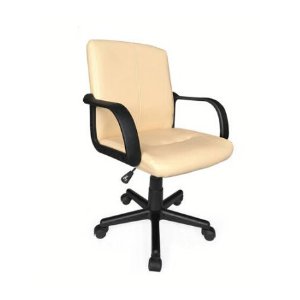 Mainstays Tufted Leather Mid-Back Office Chair, Cream