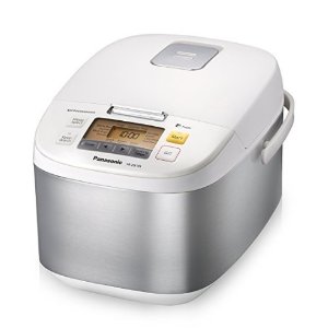 Panasonic 10 Cup (Uncooked) Microcomputer Controlled Rice Cooker, Stainless Steel/White