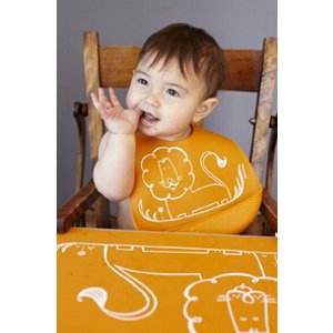 modern-twist Baby Silicone Bucket Bib, Dandy Lion, Orange