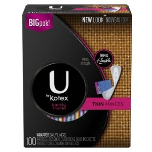 U by Kotex Barely There Thin Panty Liners, Unscented, 100 Count