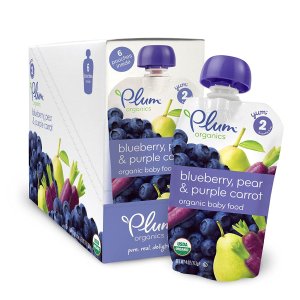 Plum Organics Baby Second Blends, Blueberry, Pear and Purple Carrot, 4.0-Ounce Pouches (Pack of 12)