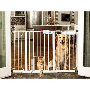 Carlson 44-Inch Extra Wide Walk Through Gate with Pet Door, 29 to 44-Inch