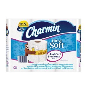 3包 Charmin 超柔软厕纸18 Mega 卷（共54卷）