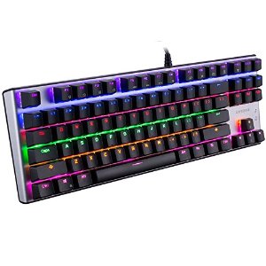 Emarth Mechanical Keyboard, USB Wired Gaming Keyboard 87-Key with Blue Switches (Black/Silver)