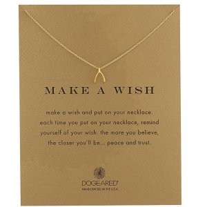 Dogeared "Make a Wish" Wishbone Pendant Necklace, 16"