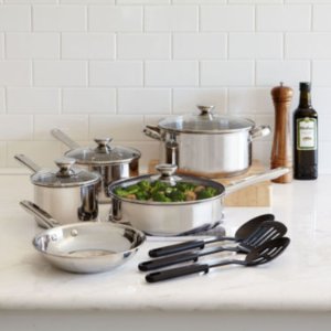 仅限今天！Cooks 不锈钢厨具12件套12-pc. Stainless Steel Cookware Set