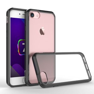 iPhone 7 Case, Bastex Soft Slim Fit Flexible Clear Transparent Rubber Back Cover Fused TPU Black Side Bumper Case