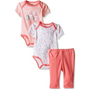 Calvin Klein Baby-Girls 2 Printed and Solid Bodysuits and Combed Interlock Pants