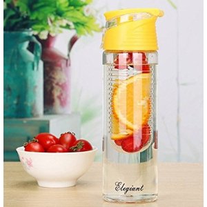 ELEGIANT 800ml Sport Water Bottle Fruit Infuser Juice Bottles with Carry Handle and Flip Top Lid for Outdoor Sports Office School Travel Yoga (BPA Free)