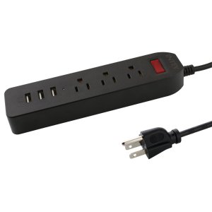 Intey 3 AC Outlets Surge Protector 3-USB Charging Ports