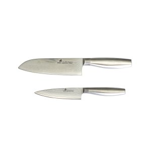ZHEN Japanese VG-10 Damascus Steel Santoku Knife Set, Silver