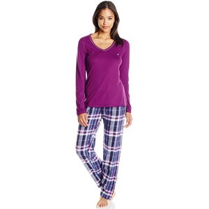 Nautica Women's Flannel Pajama Set with Knit Top